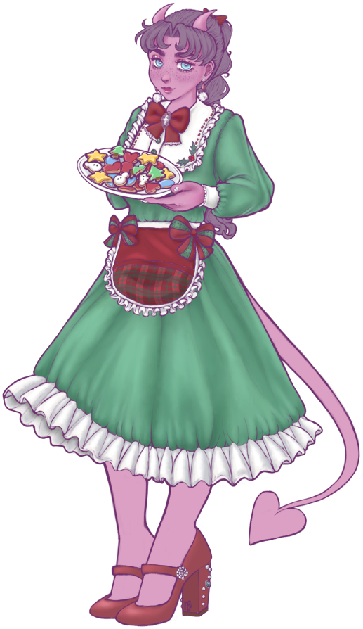 Faba in holiday dress for Christmas layout, 2025